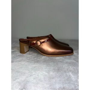 Women's Bronze Metallic Leather Mule & Clog Size 8.5